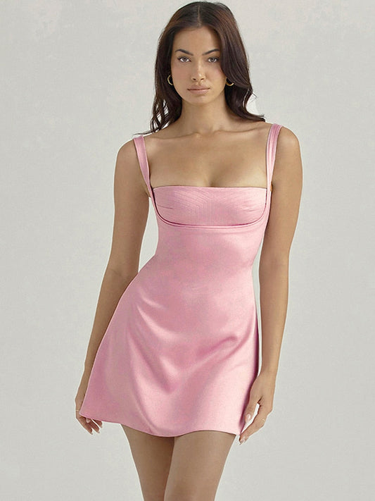 A Line Bustier Dress Pink